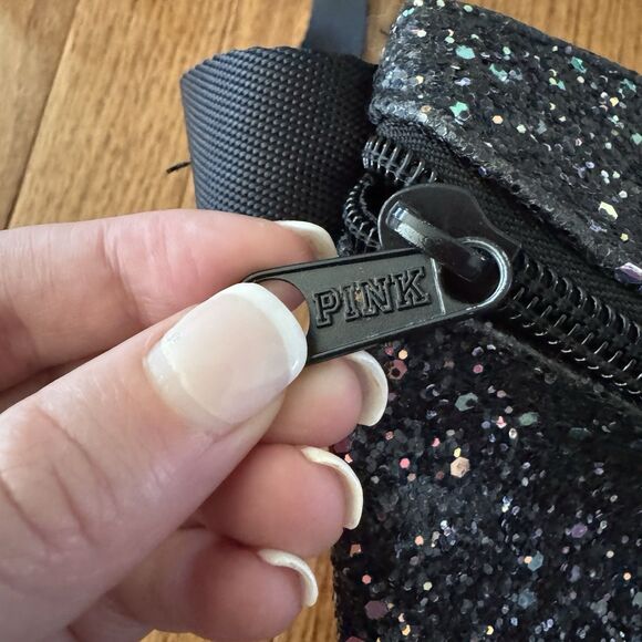 Victoria’s Secret PINK Bling Fanny Pack Belt Bag Black Pink Sequin Glitter Y2K - Picture 4 of 9